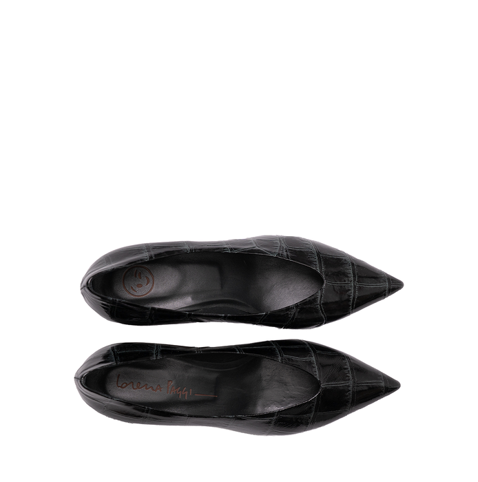 Lorena Paggi Dark Green Leather Flats - DOLITA