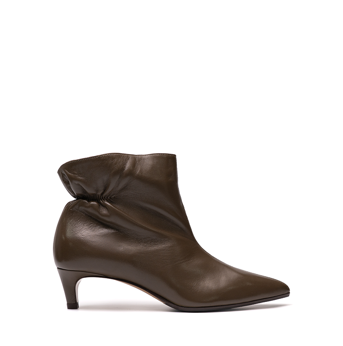 Lorena Paggi Dark Olive Leather Ankle Boots