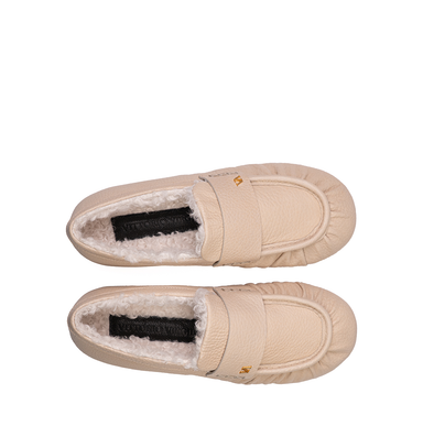 Vittorio Virgili Beige Leather Loafers