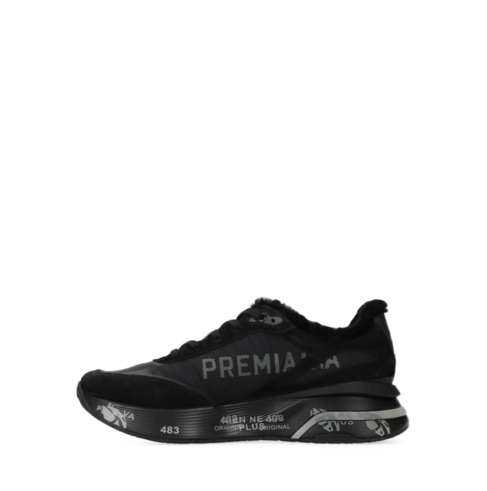 Premiata Moerun Black Textile and Suede Sneakers