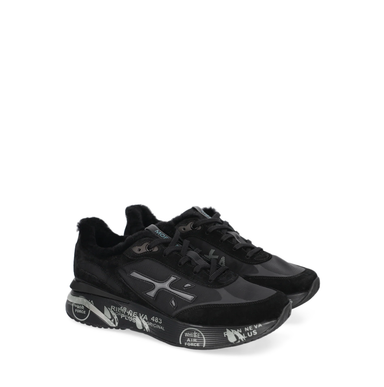 Premiata Moerun Black Textile and Suede Sneakers