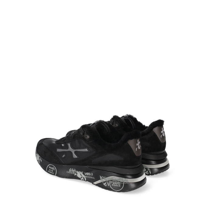 Premiata Moerun Black Textile and Suede Sneakers