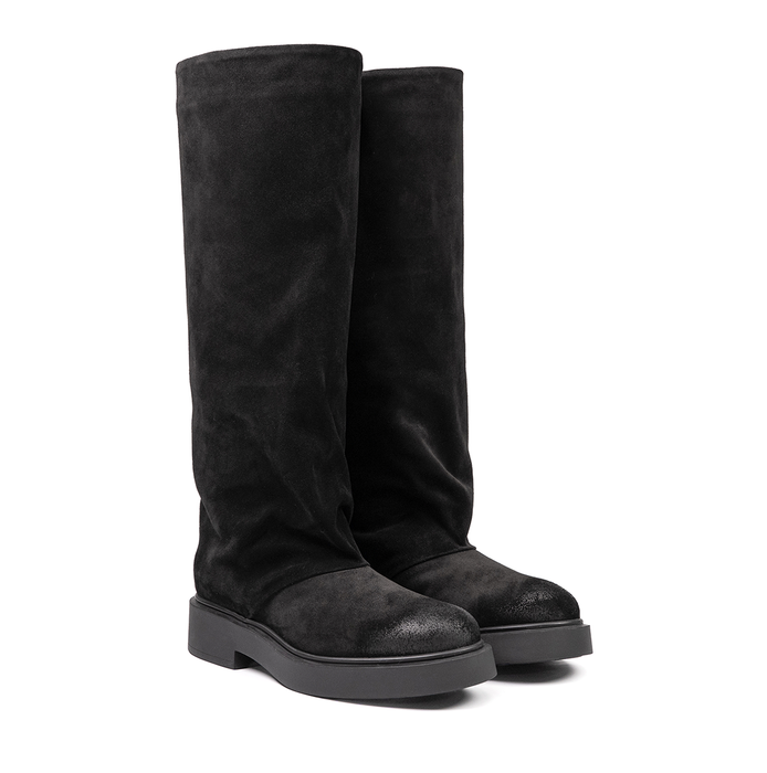 Vittorio Virgili Black Suede Tall Boots
