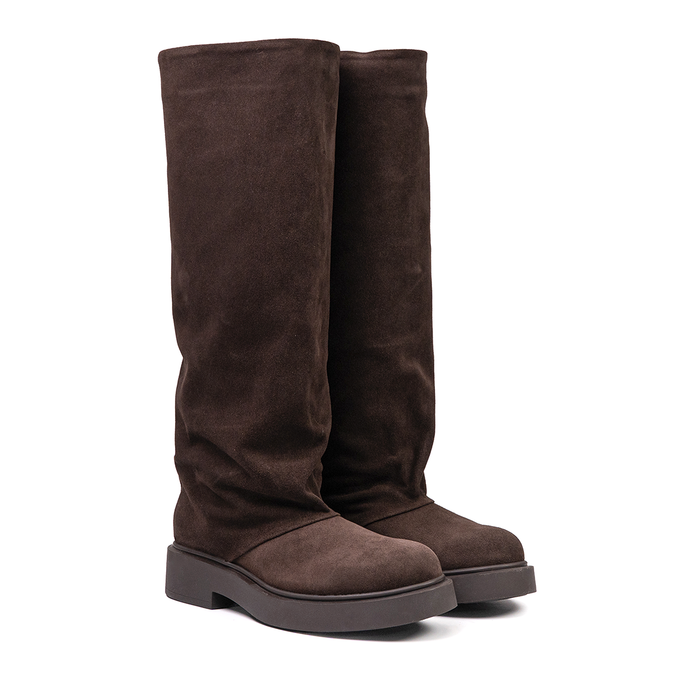 Vittorio Virgili Dark Brown Suede Tall Boots