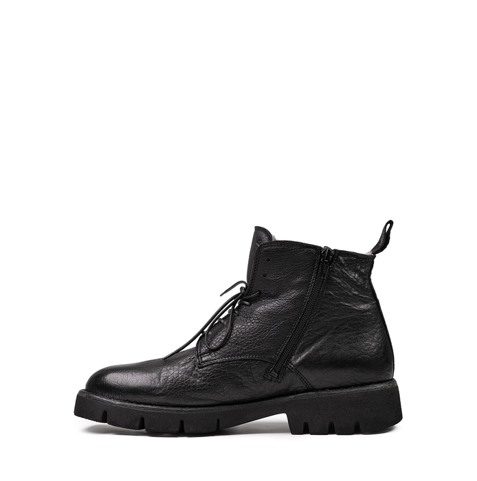 Moma Black Leather Ankle Boots