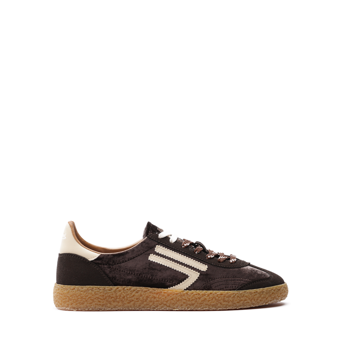Puraai XS Dark Brown Microsuede and Velvet Sneakers - DOLITA