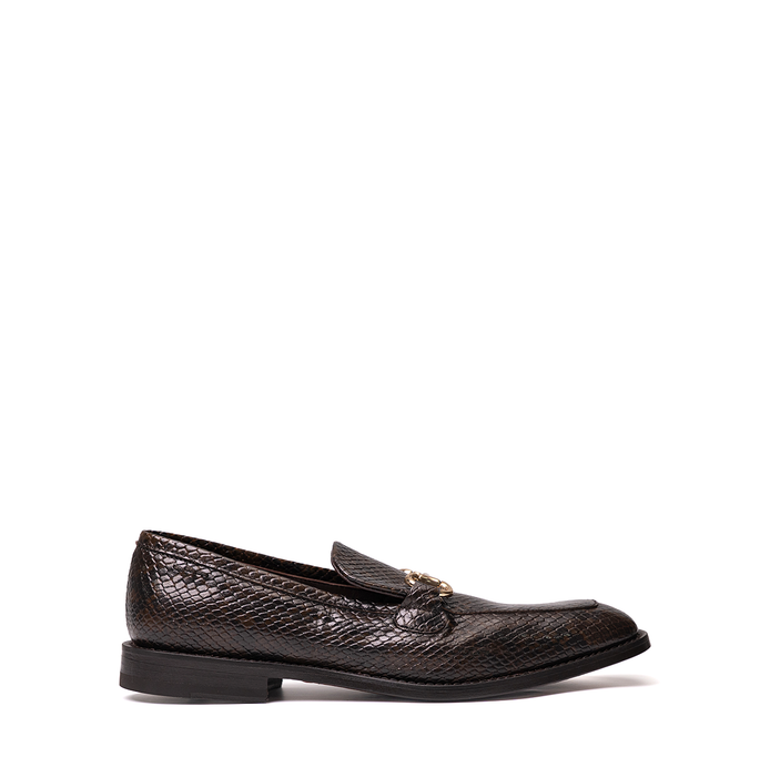 Alexander Hotto Brown Snake Print Loafers - DOLITA