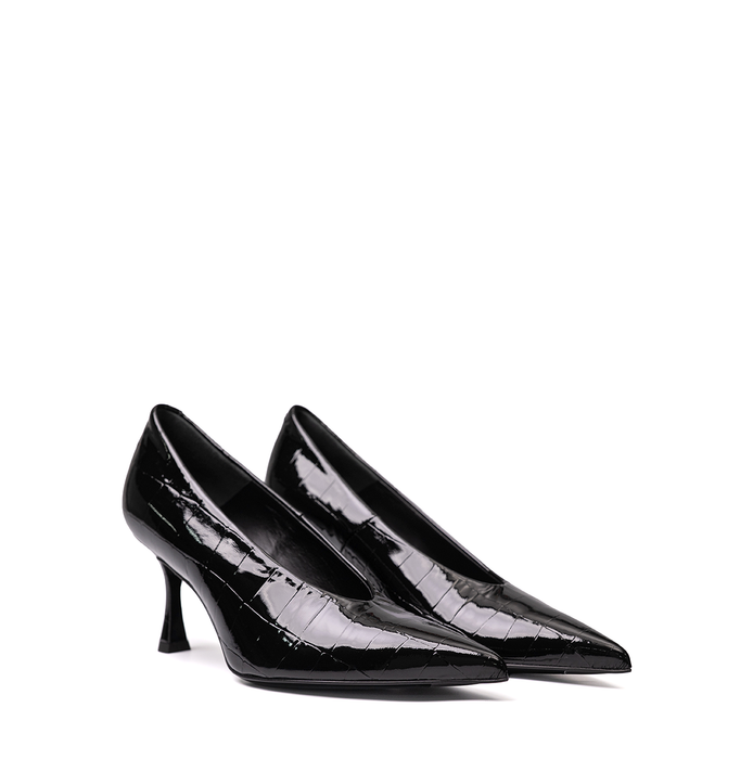 Guglielmo Rotta Aisha Black Leather Heels