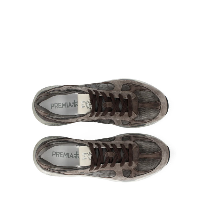 Premiata Mase25 Taupe Suede and Textile Sneakers