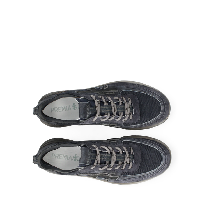 Premiata Nous Dark Blue Suede and Textile Sneakers