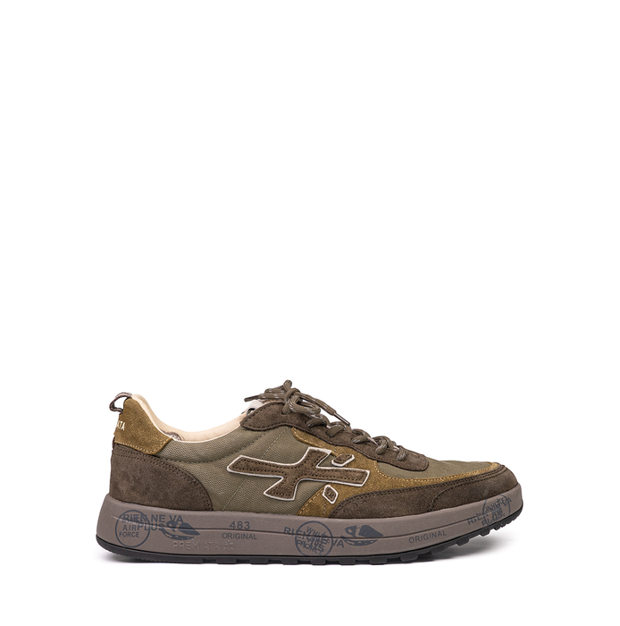 Premiata Nous Khaki Suede and Textile Sneakers