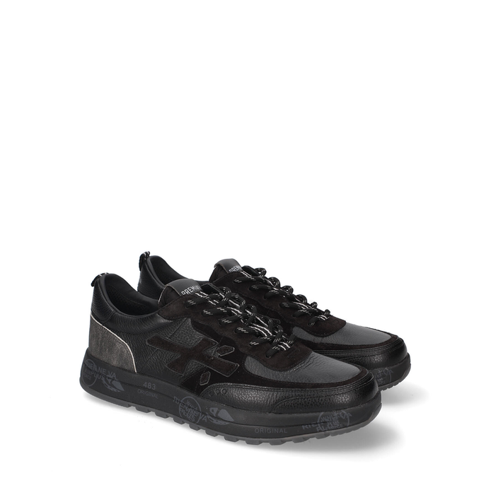 Premiata Nous Black Suede and Leather Sneakers