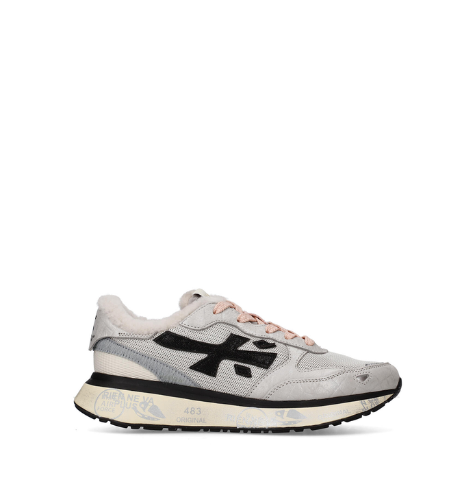 Premiata Lauryn Light Grey Leather and Textile Sneakers