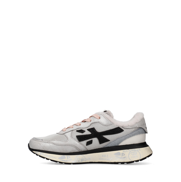 Premiata Lauryn Light Grey Leather and Textile Sneakers