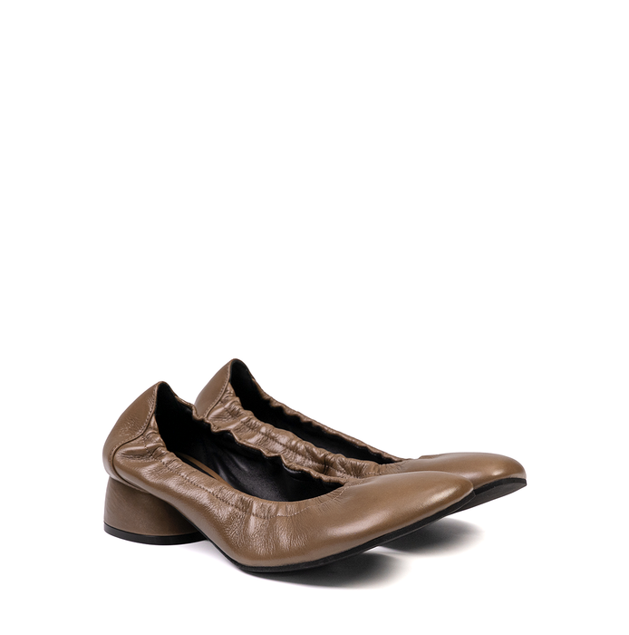 Poeve Anna Taupe Leather Flats