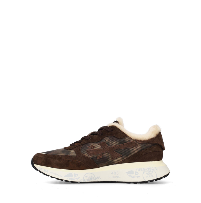 Premiata Lauryn Dark Brown Suede and Textile Sneakers