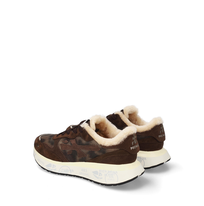 Premiata Lauryn Dark Brown Suede and Textile Sneakers