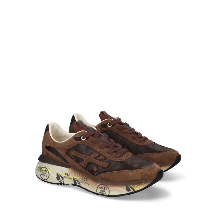 Premiata Moerund Brown Suede And Textile Sneakers