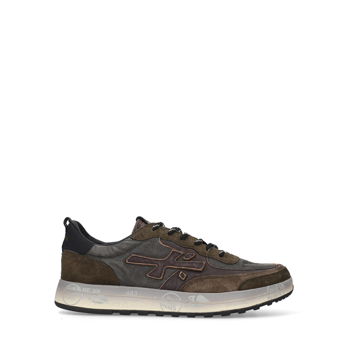 Premiata Nous Khaki Suede and Textile Sneakers
