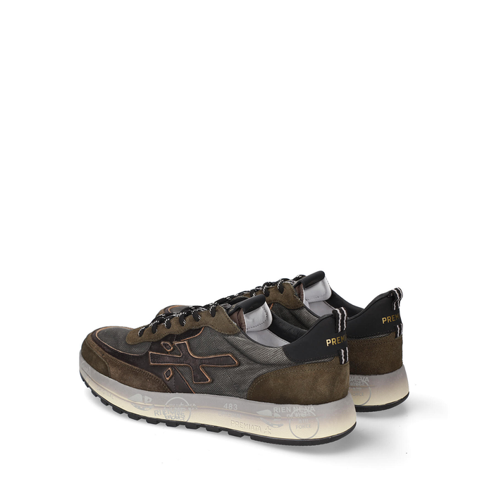 Premiata Nous Khaki Suede and Textile Sneakers