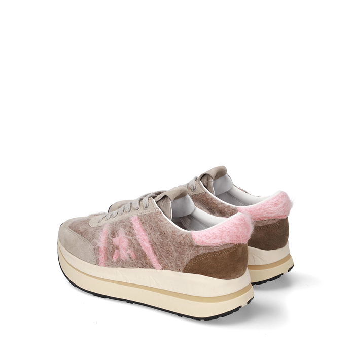 Premiata Bethcoin Beige Suede and Wool Sneakers