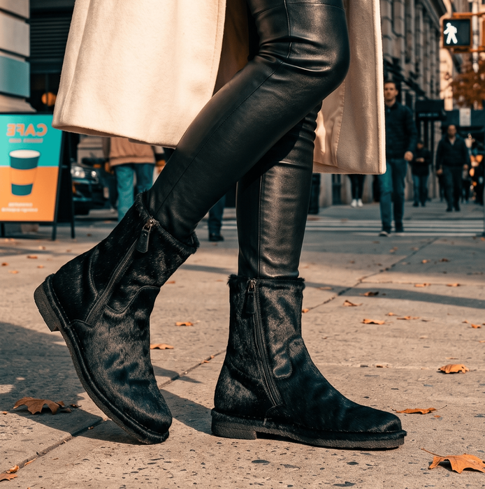 Del Carlo Black Leather Ankle Boots