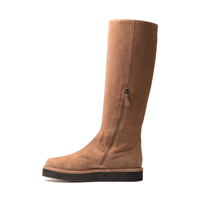 Del Carlo Sonia Beige Suede Tall Boots - DOLITA