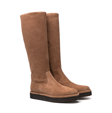 Del Carlo Sonia Beige Suede Tall Boots - DOLITA