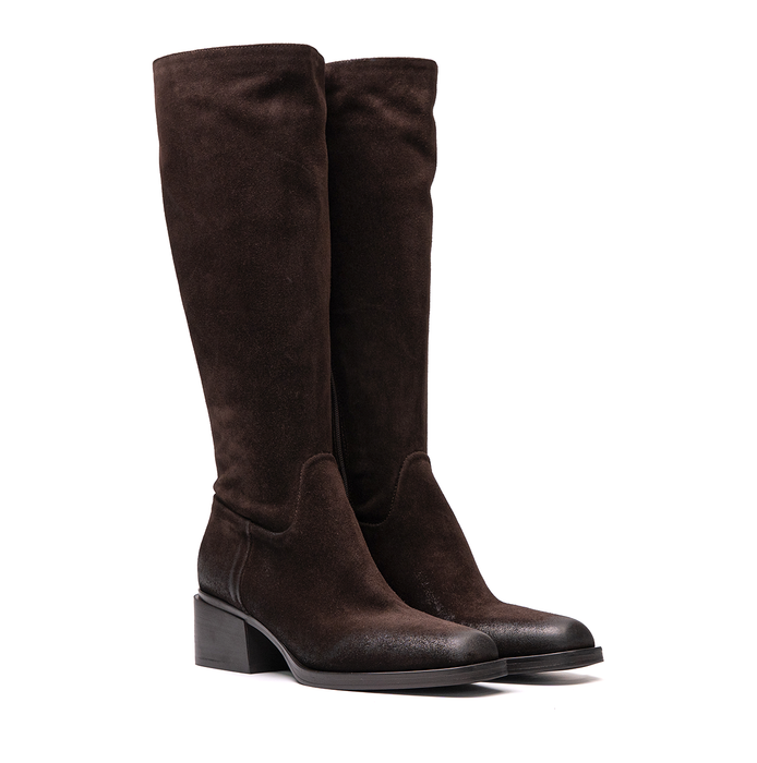 Elena Iachi Dark Brown Suede Tall Boots