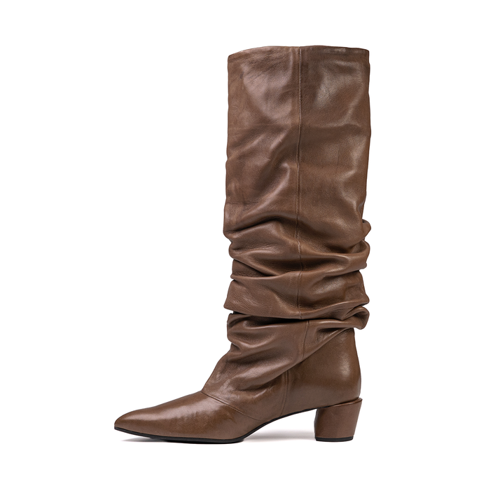 Poeve Tezza Taupe Leather Tall Boots