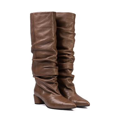 Poeve Tezza Taupe Leather Tall Boots