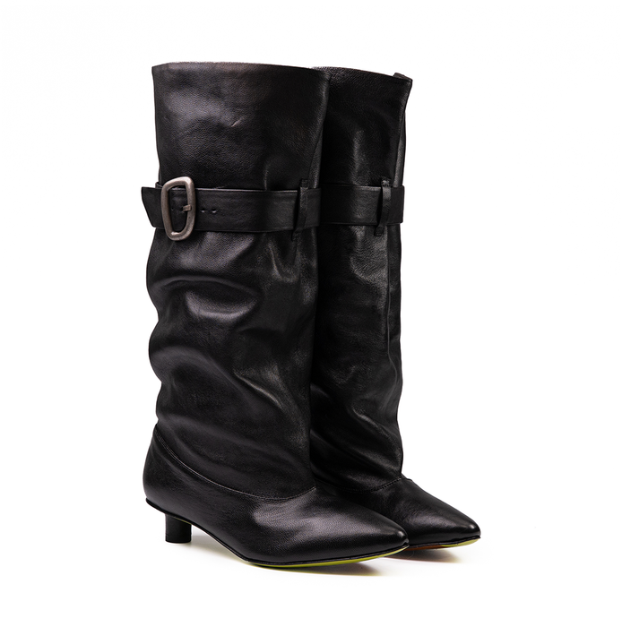 Ernesto Dolani Black Leather Tall Boots - DOLITA