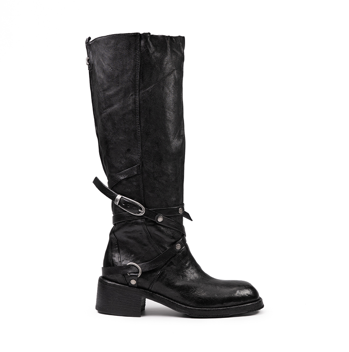 Le Ruemarcel MIDORI D Black Leather Tall Boots