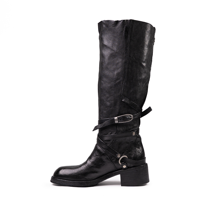 Le Ruemarcel MIDORI D Black Leather Tall Boots