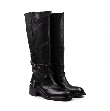 Le Ruemarcel MIDORI D Black Leather Tall Boots