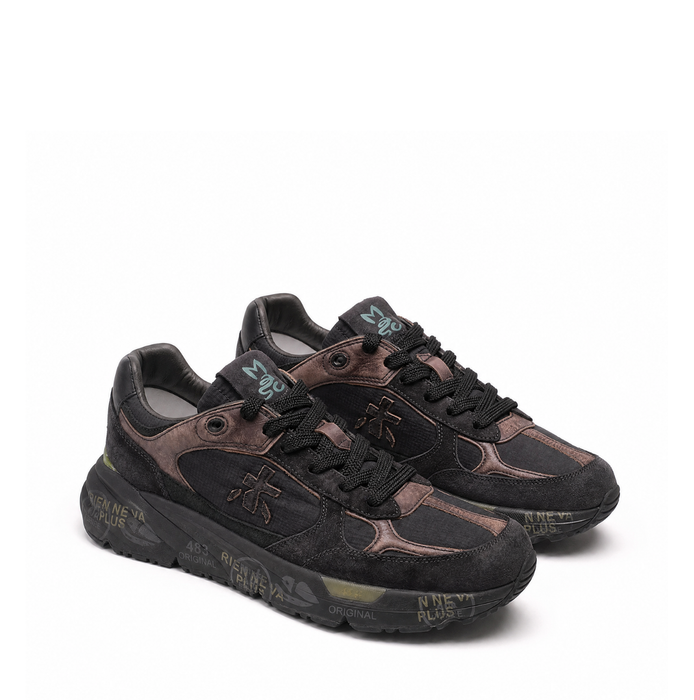 Premiata Mase Black Leather and Textile Sneakers