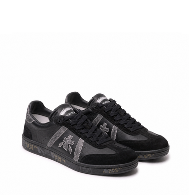 Premiata Bonnie Black Leather and Suede Sneakers