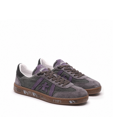 Premiata Bonnie Green and Purple Suede and Textile Sneakers