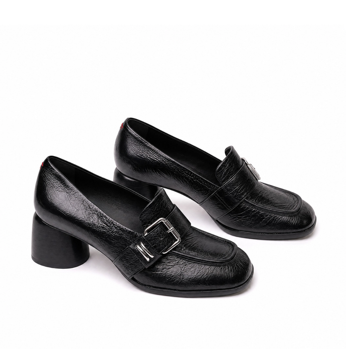 Halmanera Alene Black Leather Heels