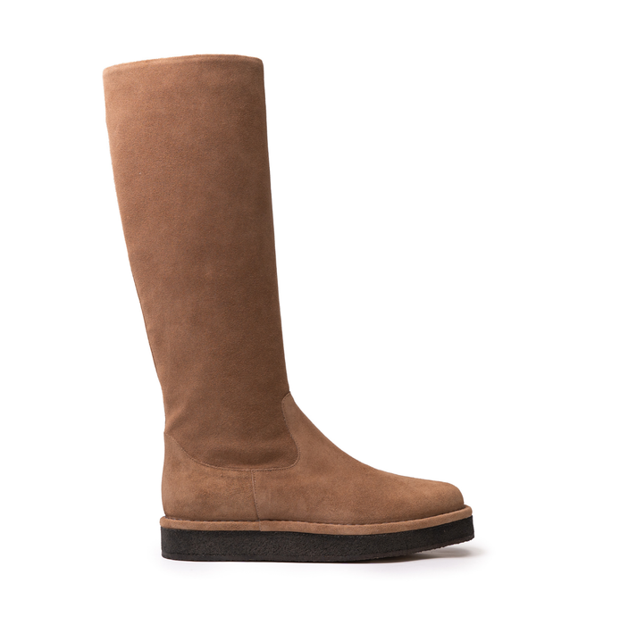 Del Carlo Sonia Beige Suede Tall Boots